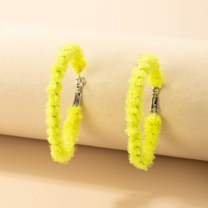 Yellow plush bright circle autumn and winter earrings