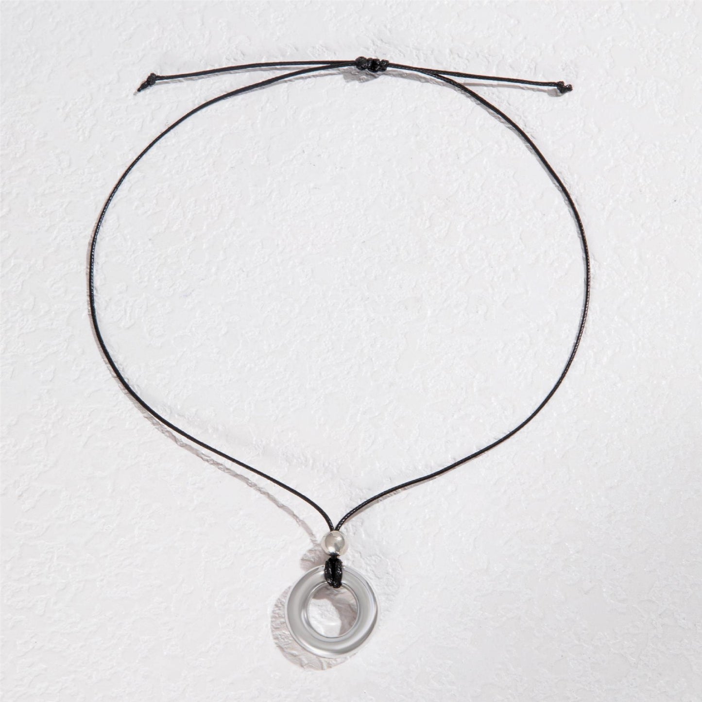 Minimalist Round Pendant Necklace with Black Cord