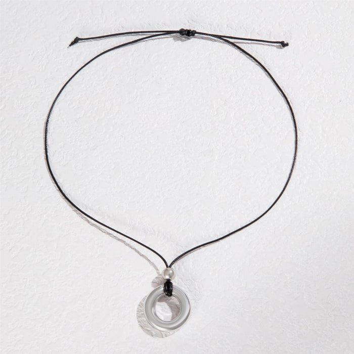 Minimalist Round Pendant Necklace with Black Cord