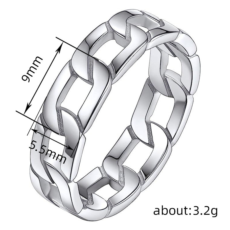 Anillo sencillo de hombre moderno, metálico, europeo y americano.