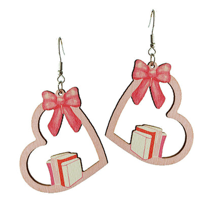 Wooden school apple earrings