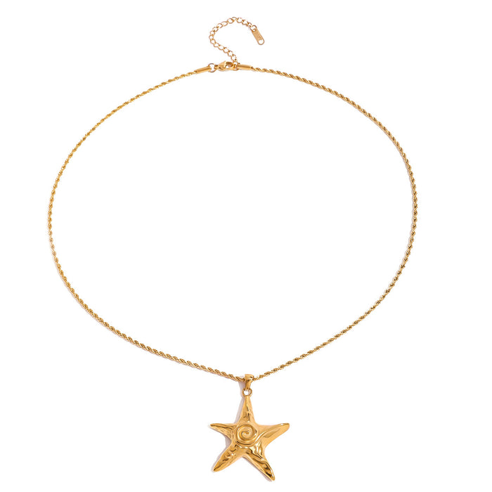 Starfish pendant necklace, European and American stainless steel ins style ocean clavicle chain design