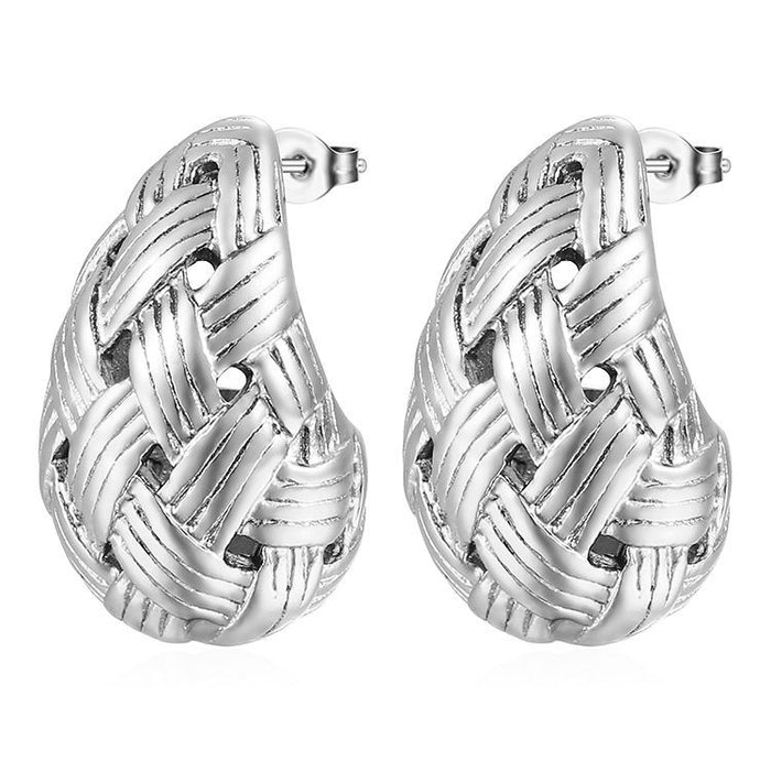 Stainless Steel Water Drop Hollow Earrings 18K Electroplating Geometric Women's Earrings