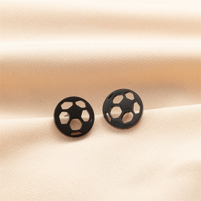 Soccer Ball Stainless Steel Stud Earrings - Simple and Playful Sporty Jewelry