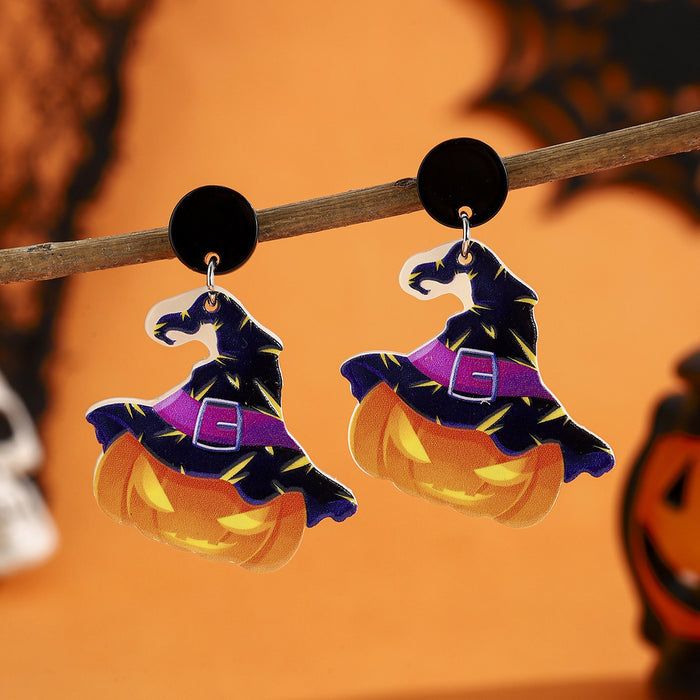 Wholesale Halloween Cartoon Stud Earrings Set - Spooky Pumpkin, Ghost & Bat Alloy Earring Multipack for Women