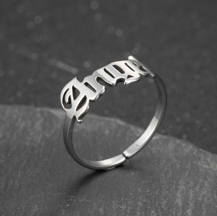 Japanese and Korean simple angel letter ring, stainless steel ring wholesale