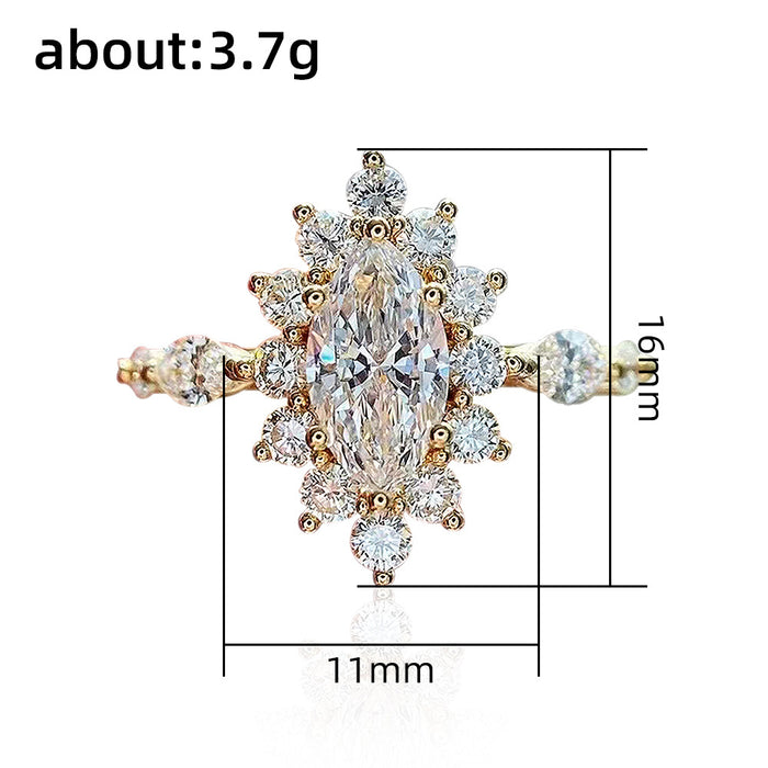 Japanese and Korean style women's ring horse eye zircon flower shape ring all-match ins high-end ring