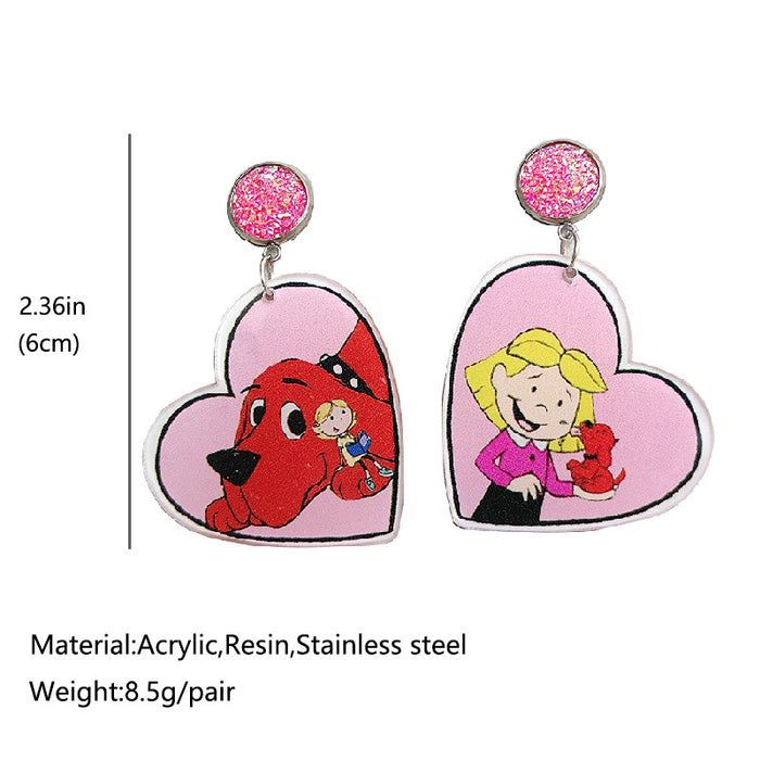 Cartoon big dog acrylic earrings