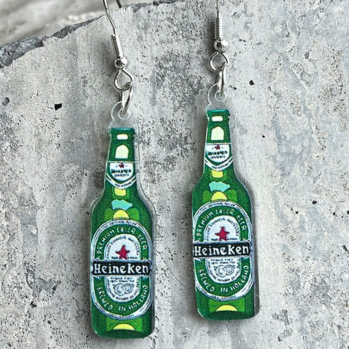 Acrylic Fun Beer and Red Wine Earrings - wallojewerly 