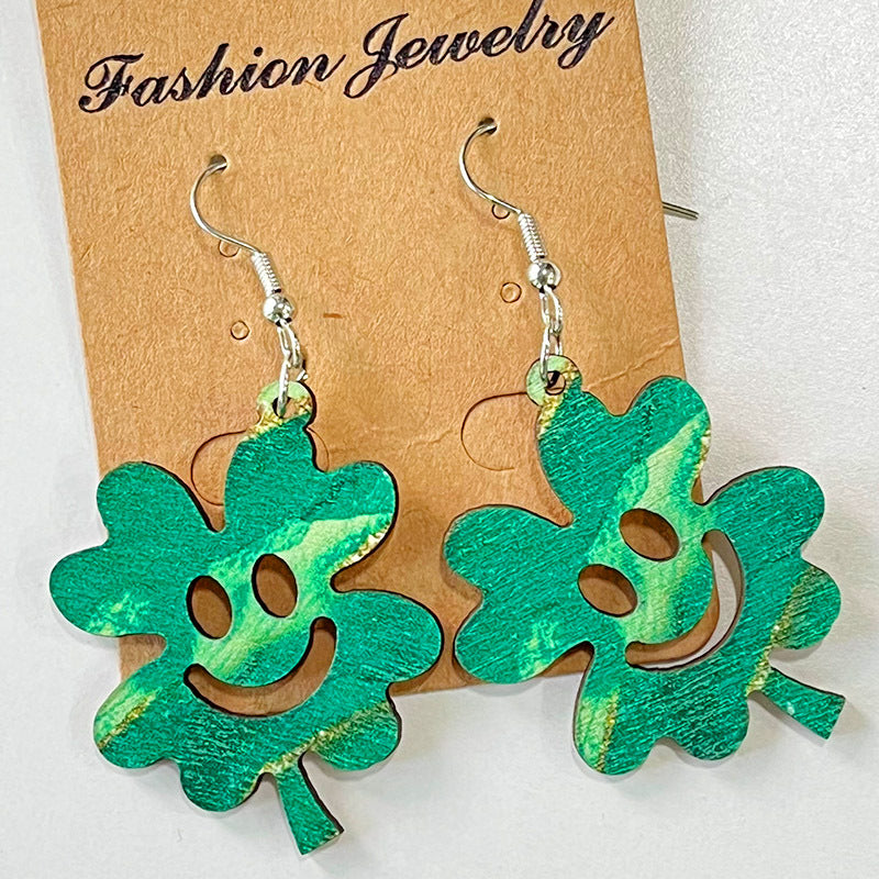 Wooden hat St. Patrick's Day earrings