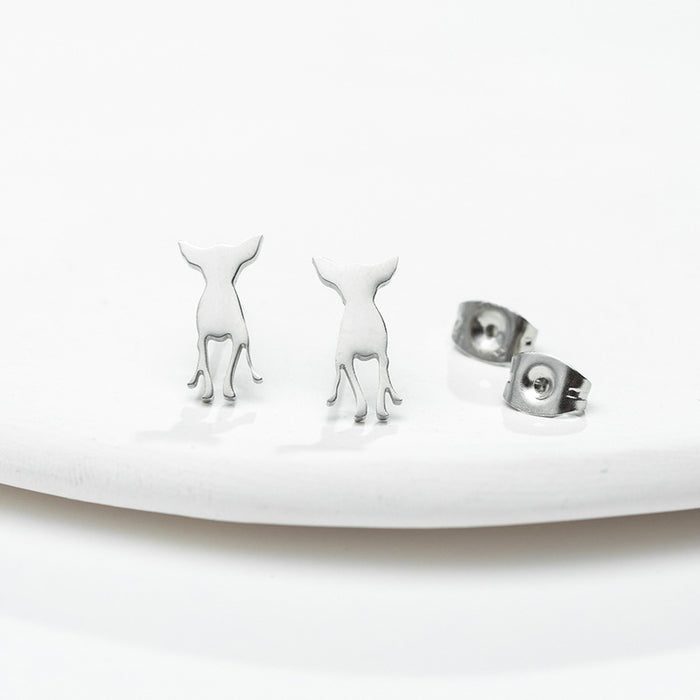 Chihuahua Dog Stainless Steel Stud Earrings - Sweet and Playful Animal Jewelry