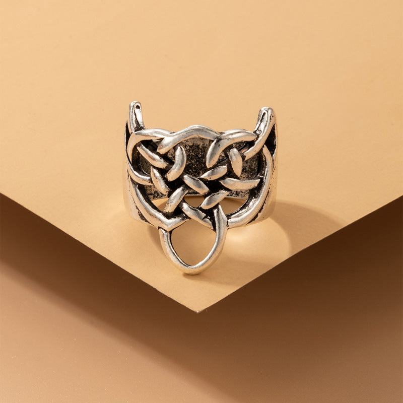 Exaggerated punk hip-hop style cartoon snake fox moon ring