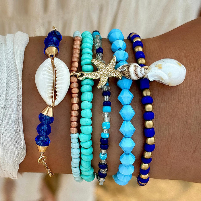 Starfish and Shell Bracelet Set - Colorful Bead Jewelry for Summer