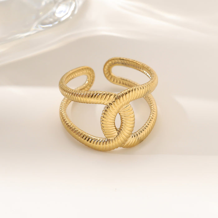 Wholesale 18K gold stainless steel irregular opening rings with furnace vacuum insulation