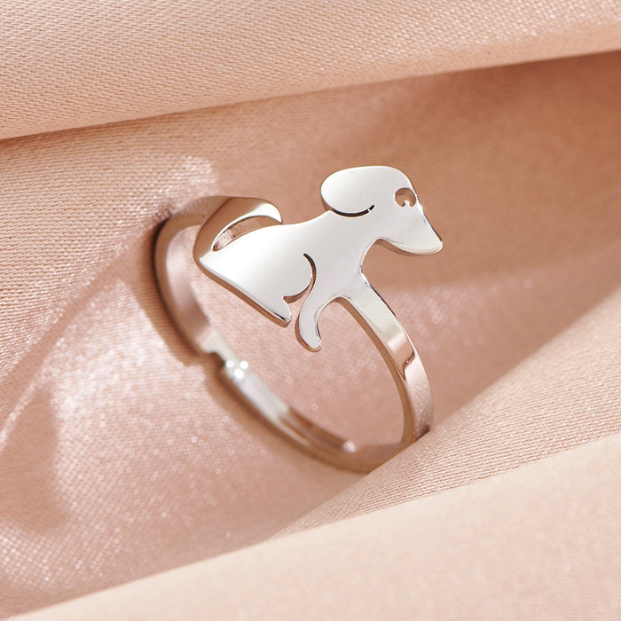 Pet puppy ring, stainless steel cartoon open animal ring wholesale