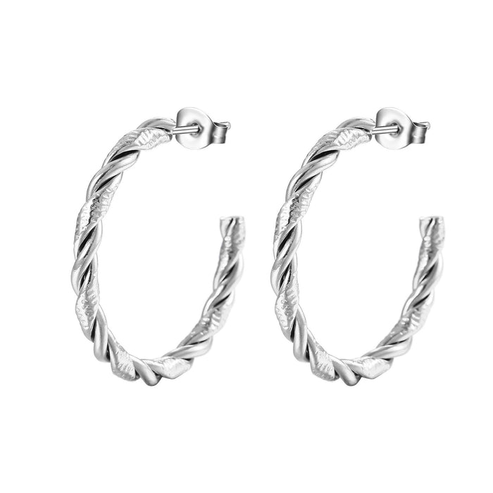 Stainless Steel Multi-Strand Twisted Wire Titanium Steel Earrings C-Shaped Earrings Set Wholesale