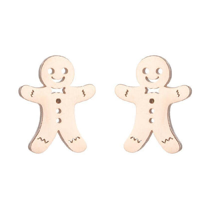 Gingerbread Man Stainless Steel Stud Earrings - Fun and Playful Jewelry for the Holiday Season