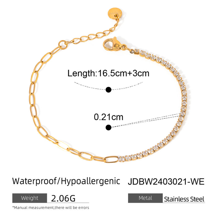 Zircon bracelet, high-end niche plain ring bracelet, titanium steel open bracelet