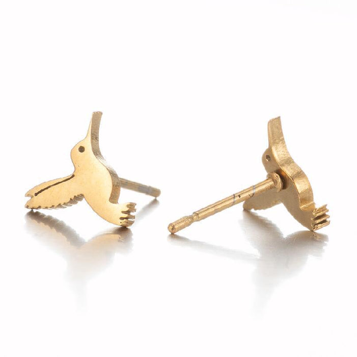 Bird Design Stainless Steel Stud Earrings - Cute and Playful Animal Jewelry for Nature Lovers