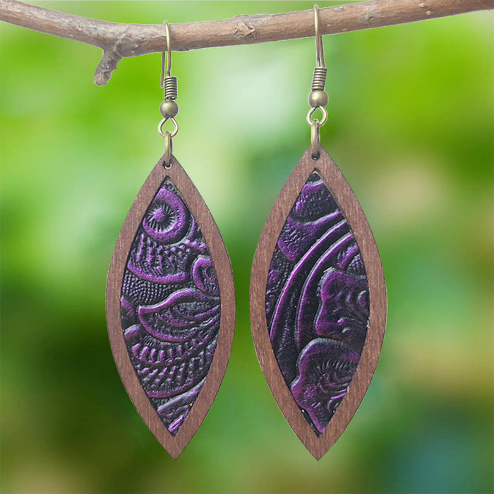 Wooden leaf earrings