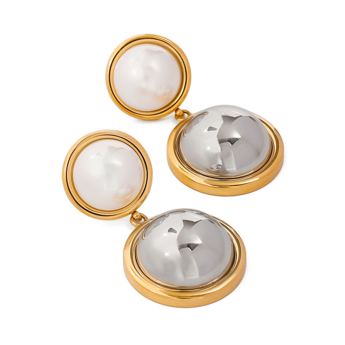 Stainless steel color matching pearl earrings light luxury earrings