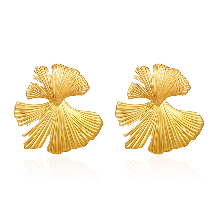 Exaggerated leaf earrings 18K gold-plated stainless steel earrings