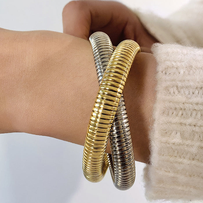 Bold Striped Elastic Bracelet Set - Unique Spring Bangle for Women