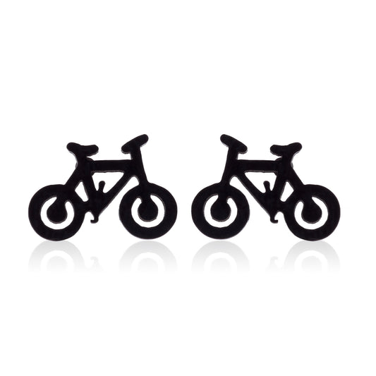 Bicycle Design Stainless Steel Stud Earrings - Travel-Themed Jewelry for Women