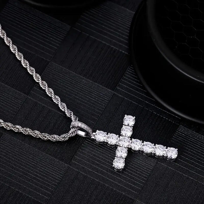 Classic cross micro-inlaid pendant unisex necklace