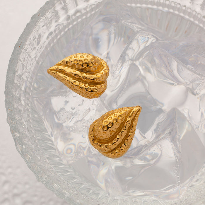 Pendientes de acero de titanio con diseño geométrico martillado de estilo francés vintage: joyas de acero de titanio para mujer