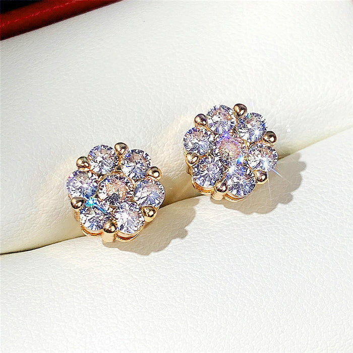 Floral zircon earrings versatile earrings for women