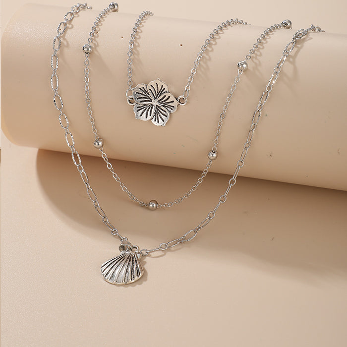 WISH Trendy Bar Pendant Necklace Set - Double-Layer Geometric Chain