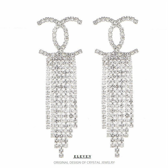 Luxury Rhinestone Earrings - Long Tassel Dangles for a Sophisticated Look