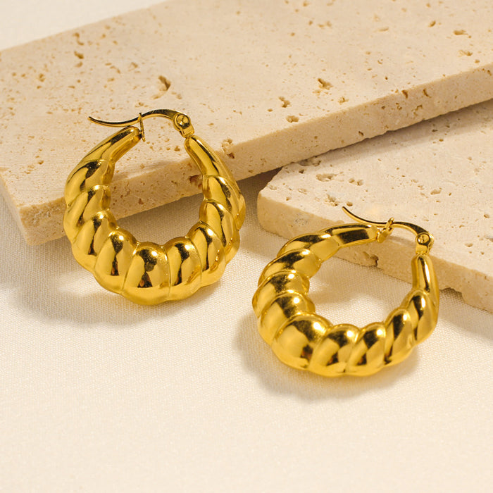 Pendientes geométricos chapados en oro auténtico Pendientes de acero inoxidable dorado