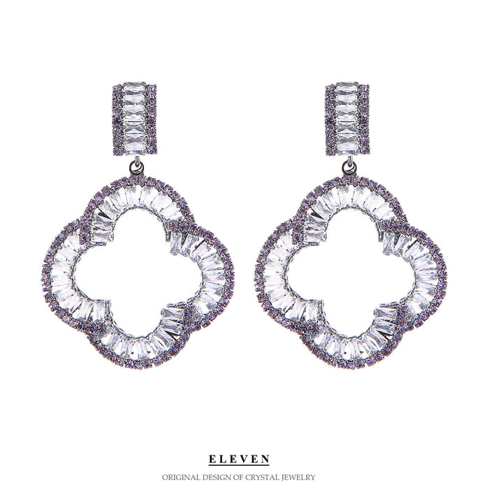 Vintage Clover Earrings - Exquisite Zircon Geometric Jewelry for a Chic Look