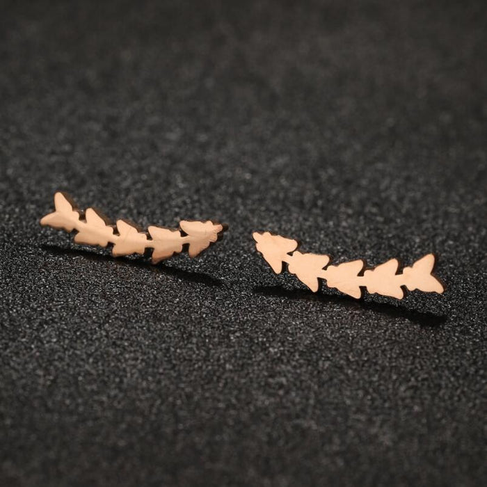 Butterfly Stainless Steel Stud Earrings - Long French-Style Insect Jewelry