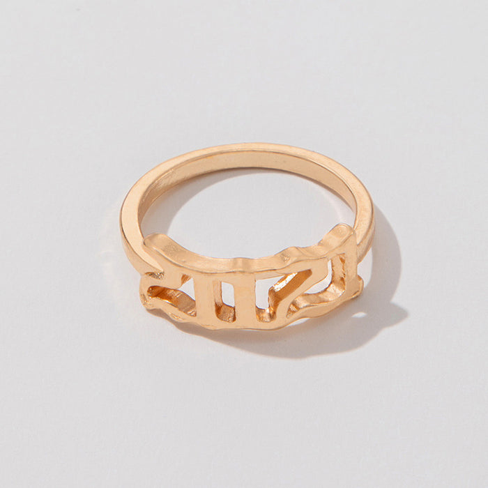 Simple Niche Digital Seal Three-Piece Ring Set