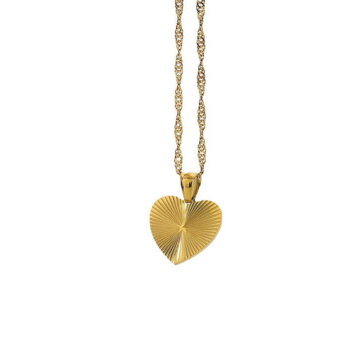 18K Gold-Plated Heart Pendant Necklace with Minimalist Design - Women's Fashion Jewelry