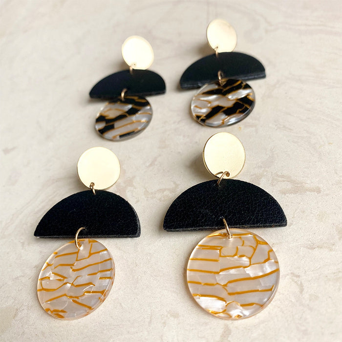 Printed acrylic splicing earrings