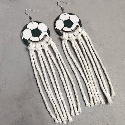 World Cup Long Tassel Earrings with Sports Themes