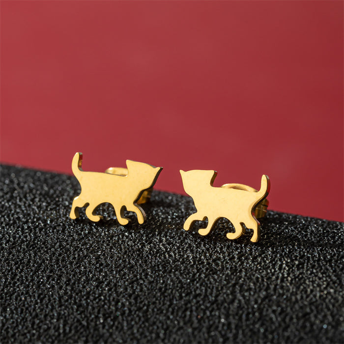 Mini Cat Paw Stainless Steel Stud Earrings - Adorable Pet Jewelry for Animal Lovers