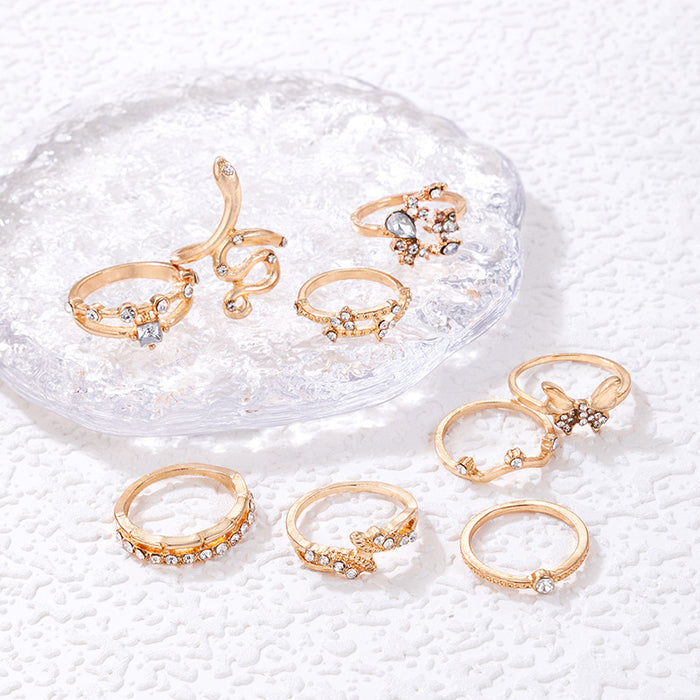 Light luxury fashion nine-piece ring set