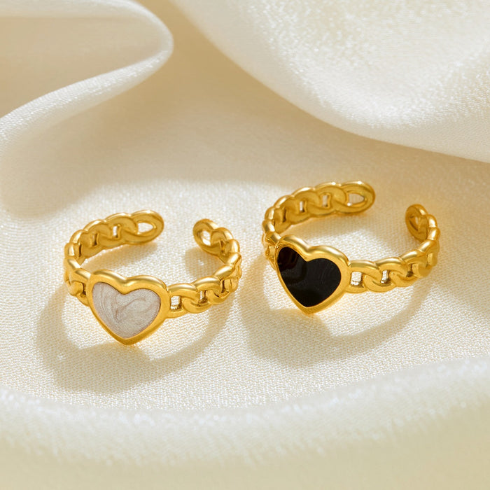 Wholesale stainless steel electroplated woven dripping heart-shaped openwork rings