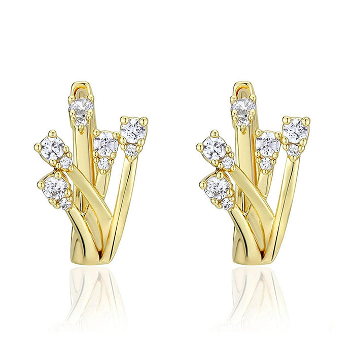 Hollow heart earrings micro inlaid sweet heart-shaped earrings for women