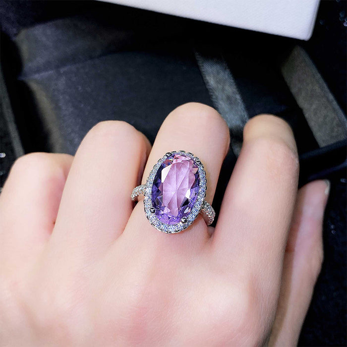 Imitation amethyst zircon ring engagement colored gemstone ring