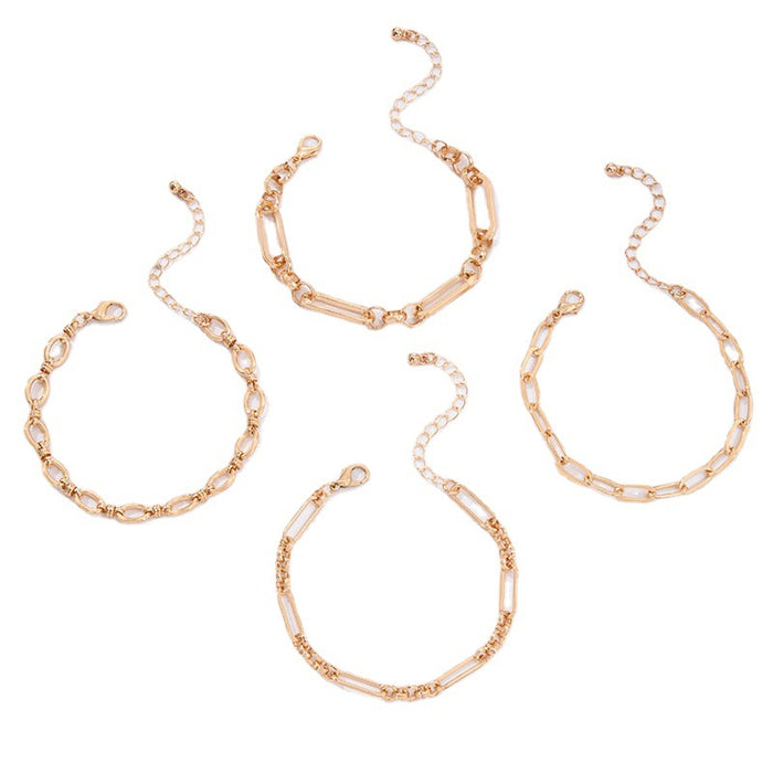 Chunky Chain Bracelet Set - Twisted Gold Women’s Jewelry