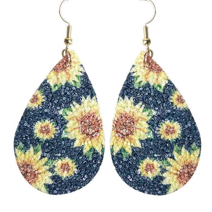 Bohemian Star and Sunflower Earrings with Geometric Teardrop Design