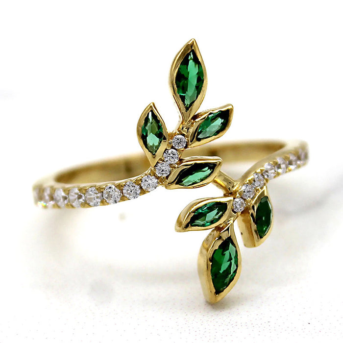 Olive branch small fresh ring forest style geometric ring hot jewelry