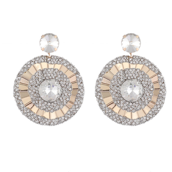 Vintage Rhinestone Circle Earrings - Fashionable Dangles with a Royal Flair