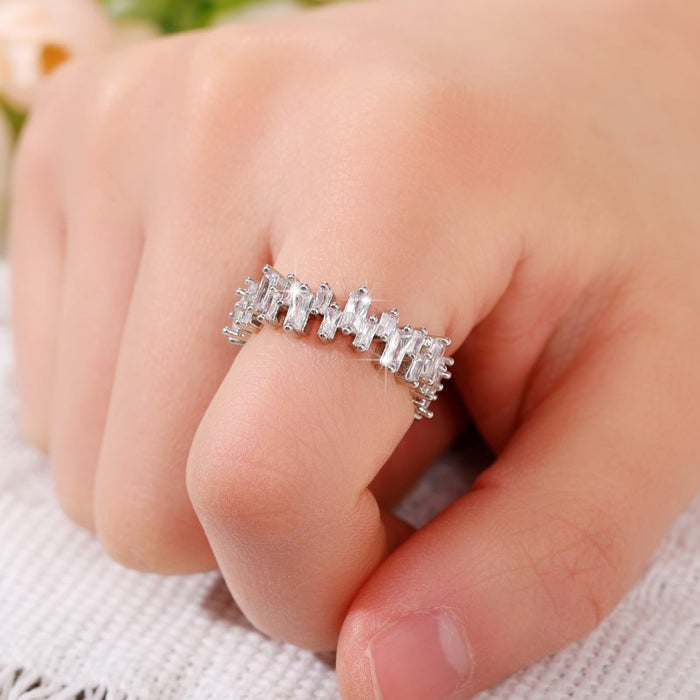 Regular row diamond ring hollow personality sweet birthday gift ring